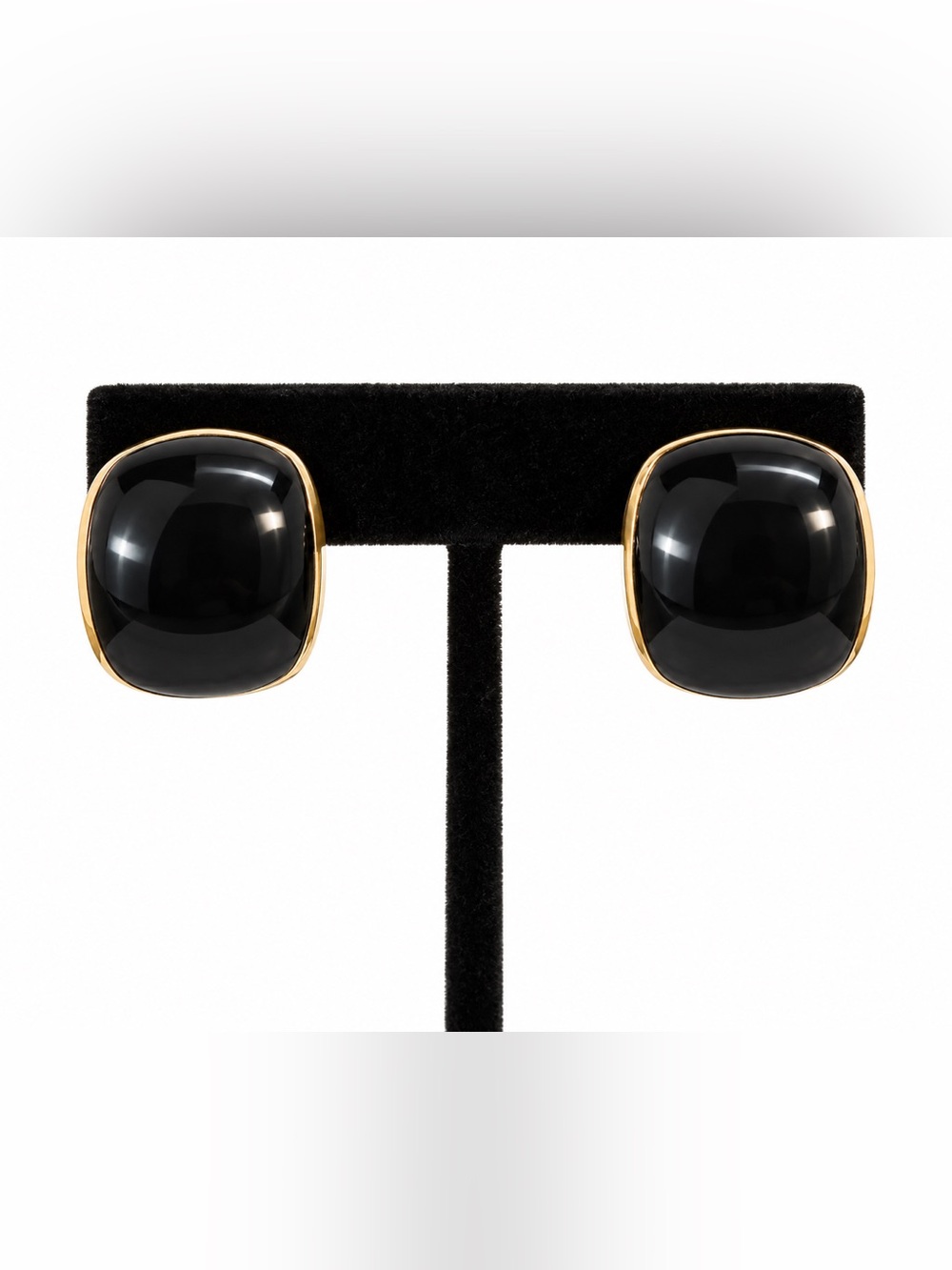 Vintage Napier Black & Gold Tone Statement Stud Earrings
